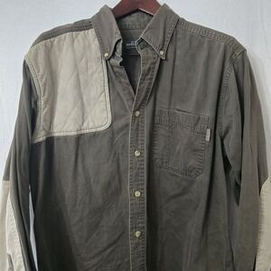 Woolrich Shirt Mens XL‎ Shooting Shirt Drk Green Canvas Outdoor Field Hunting